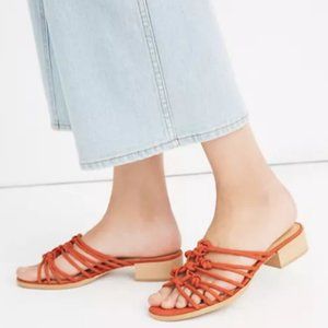 Madewell Red Block Heel Rope Knot Dakota Sandal